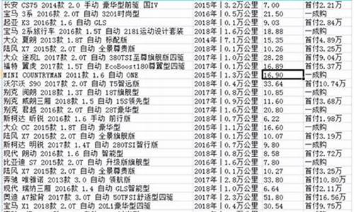 二手车数据表_二手车车况表格
